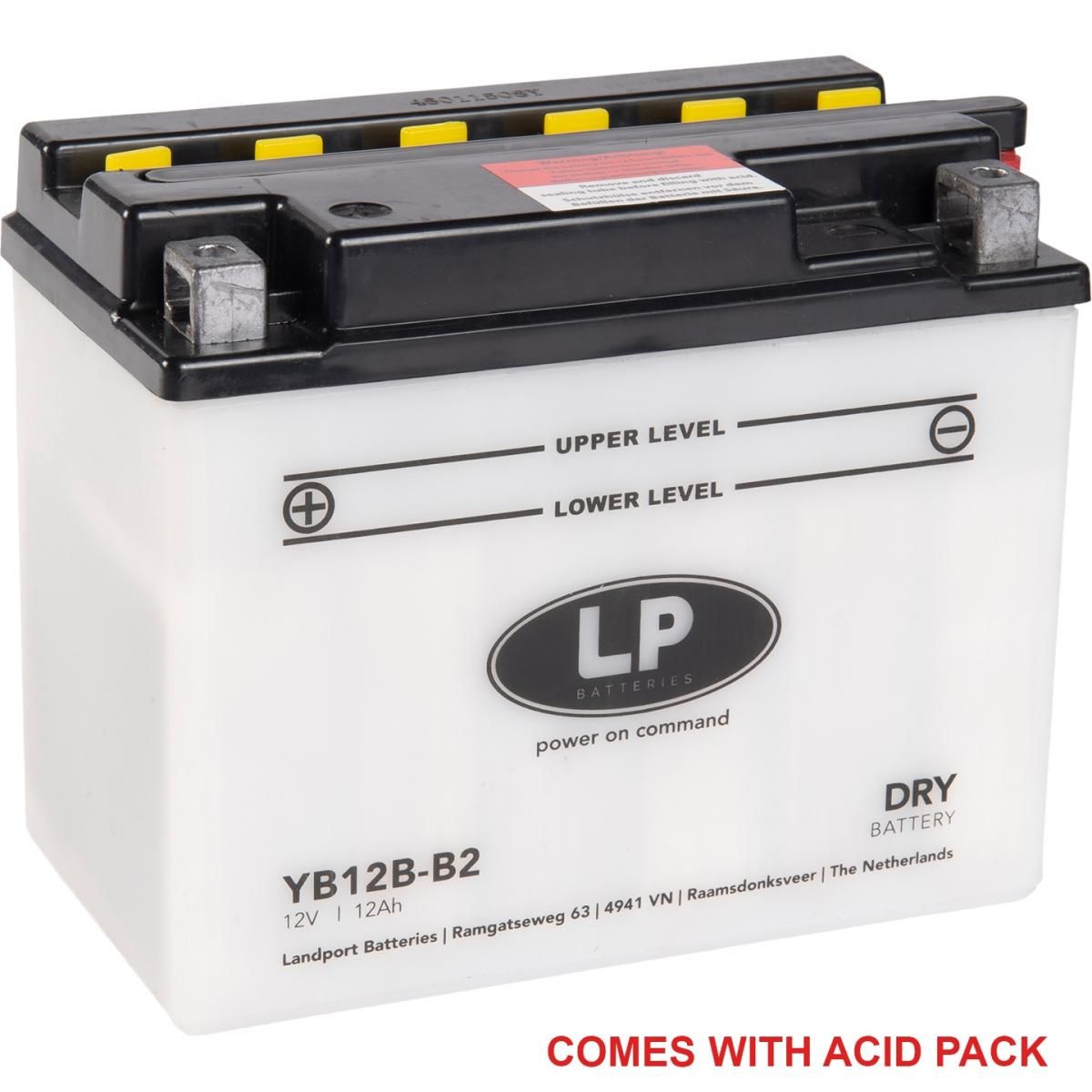 BATTERY YB12B-B2 12V 13Hh, LANDPORT WITH ACID PACK, ROAD, MC MA YB12B-B2 - Image 2