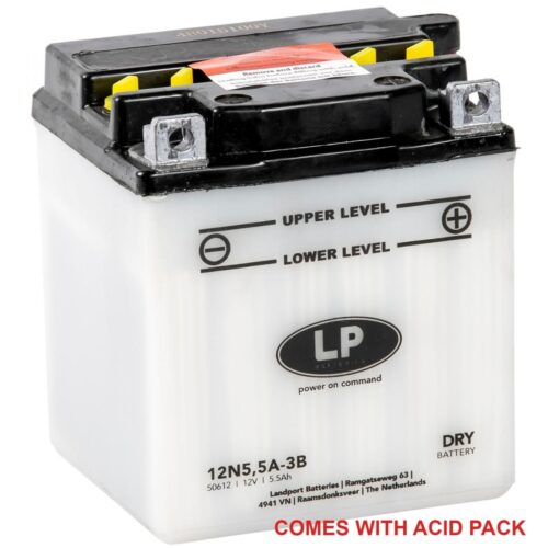 BATTERY 12N5,5A-3B 12V, LANDPORT WITH ACID PACK, ROAD, MC MA 12N5,5A-3B 50612