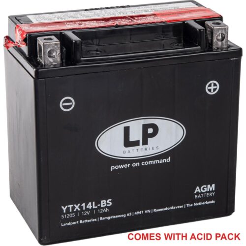 BATTERY LTX14L-BS 12V 12AH, LANDPORT Maintenance Free, AGM, YTX14L-BS