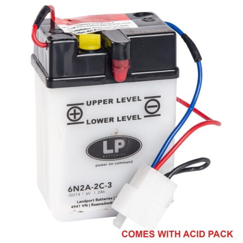 BATTERY 6N2A-2C-3 6V 2Ah WITH ACID, LANDPORT 00214 DRY, ROAD, MC MA 6N2A-2C-3