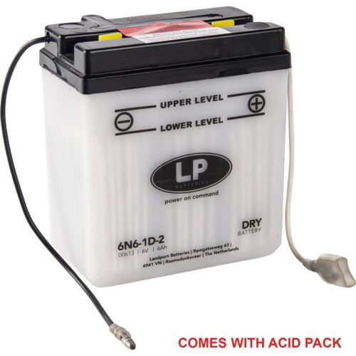 BATTERY 6N6-1D-2 6V 6Ah With Acid Pack, LANDPORT 00613, ROAD, MC, MA 6N6-1D-2