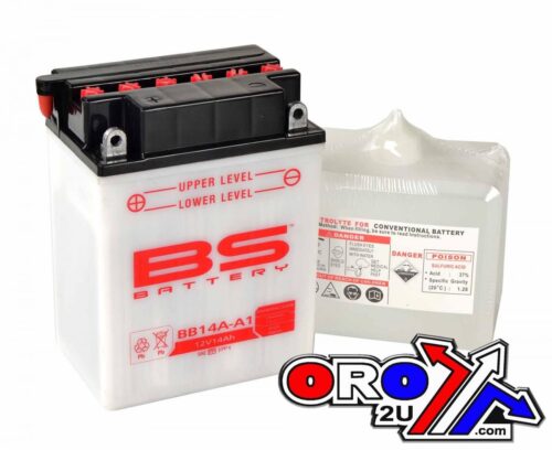 BATTERY YB14A-A1 12V 14Ah. BS, BS WITH ACID PACK BB14A-A1, 310572, BS-BB14A-A1