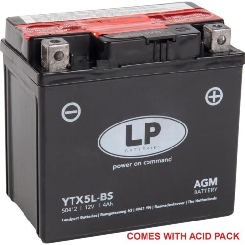 BATTERY LTX5L-BS MAIN. FREE, LANDPORT 50412 + ACID PACK, MB YTX5L-BS AGM, MA LTX5L-BS