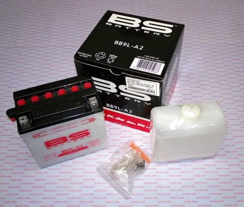 BATTERY YB9L-A2 12V 9Ah. GS, BS WITH ACID PACK BB9L-A2, 310598, BS-BB9L-A2
