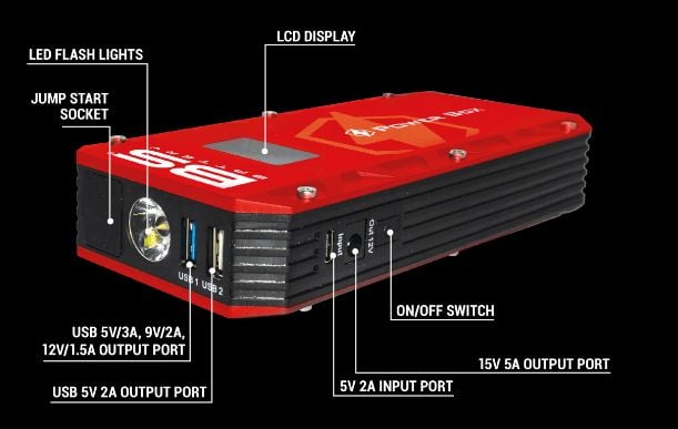BOOSTER POWER BOX PB-02, JUMP PACK 12V BOOSTER & CHARGE, BOOSTER, POWER SUPPLY, LIGHT, STARTER - Image 3