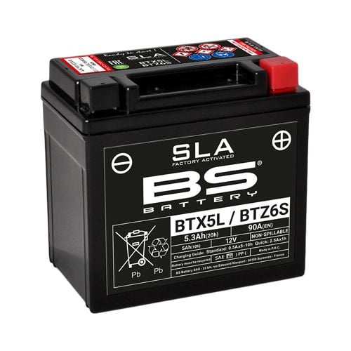 BATTERY YTX5L-BS SLA BS, SEALED, BTX5L-BS, 300618, BS-BTX5L-BS