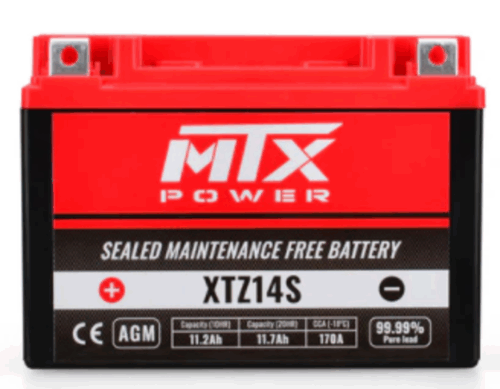 BATTERY MAINTENANCE FREE 12V MTX XTZ14S, MS LTZ1 4-S GTZ14S, YTZ14S, BTZ14S, BTZ12S