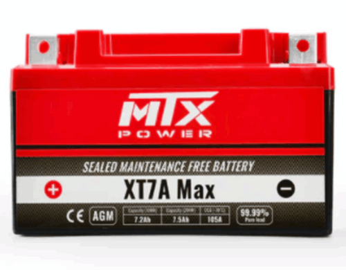 BATTERY XT7A Max 12V 7.2AH Maintenance Free BTX7A-BS, 300619, BS-BTX7A-BS YTX7A-BS