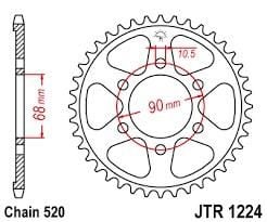 REAR SPROCKET CB CBF HONDA, JTR1224.36 JT - Image 3
