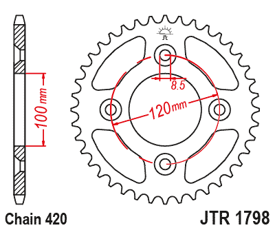 REAR SPROCKET STEEL JTR1798.47 YAMAHA YZ 65 18-24