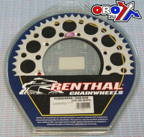 REAR SPROCKET ALLOY RENTHAL, ULTRALITE 216U-520-52GPSI SILVER, HUSQVARNA / GASGAS / BETA