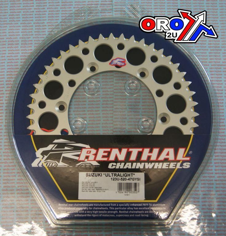 REAR SPROCKET ALLOY RENTHAL, ULTRALITE 123U-520-47GYSI ISILVER - Image 2
