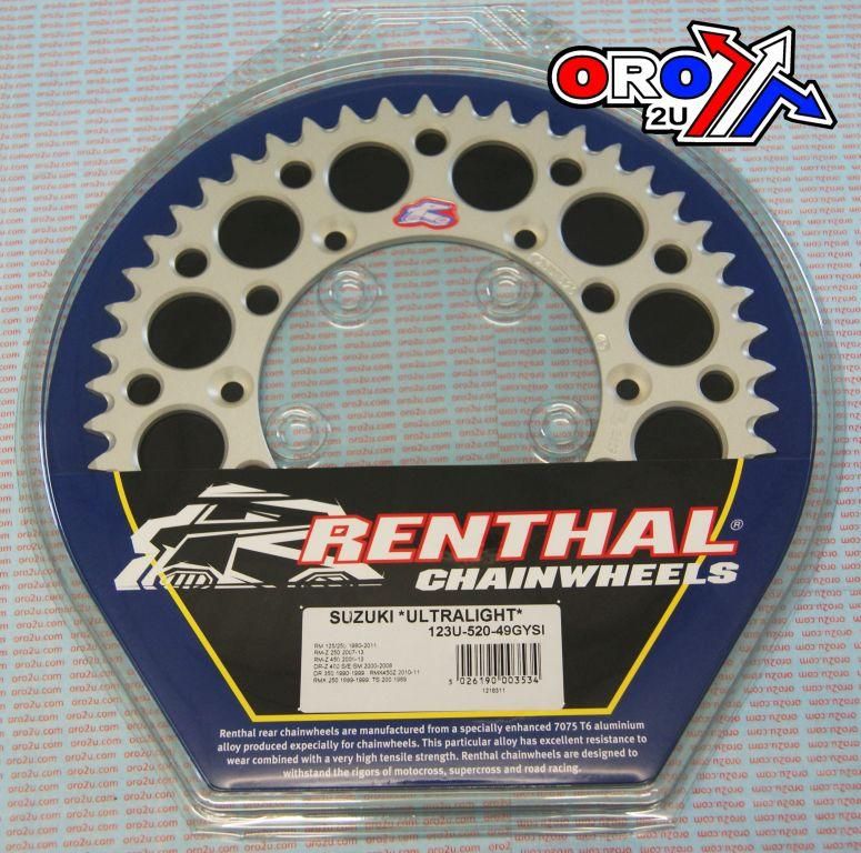 REAR SPROCKET ALLOY RENTHAL, ULTRALITE 123U-520-49GYSI SILVER - Image 2