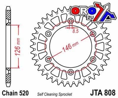 REAR SPROCKET ALLOY SILVER 822, JTA808.52 7075-T6 Aluminium