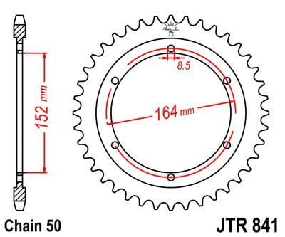 REAR SPROCKET JTR841.42 STEEL, CHAIN 50, SILVER
