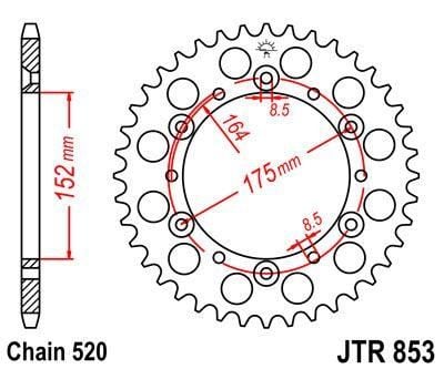 REAR SPROCKET STEEL JTR853.46 BLACK