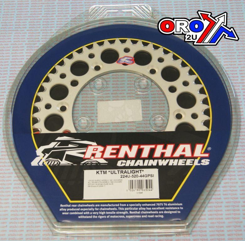 REAR SPROCKET ALLOY RENTHAL, ULTRALITE 224U-520-44GPSI SILVER - Image 2