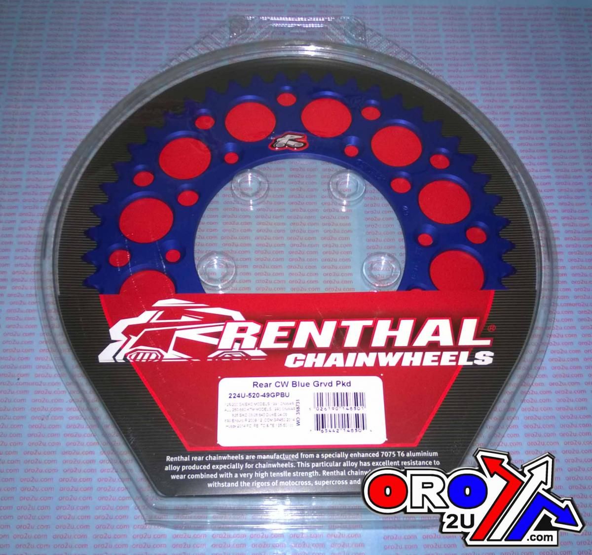 REAR SPROCKET RENTHAL KTM, ULTRALITE 224U-520-49GPBU BLUE - Image 2