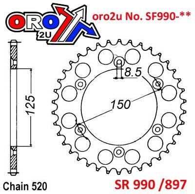 REAR SPROCKET RENTHAL KTM, ULTRALITE 224U-520-49GPOR ORANGE, 224U-520-49GPOR