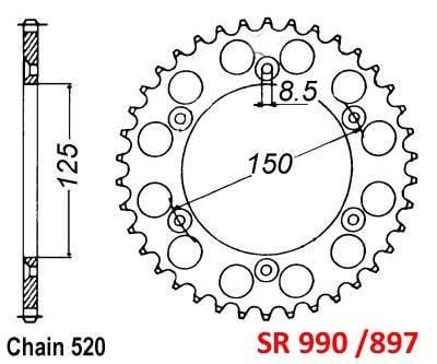 REAR SPROCKET STEEL 50 [JTR897.50] 520, SILVER, 58310151050