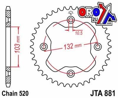 REAR SPROCKET ALLOY SILVER ATV, JTA881.38 7075-T6 Aluminium