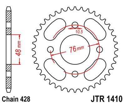 REAR SPROCKET 1410 ALLOY 428 JTA1410.50