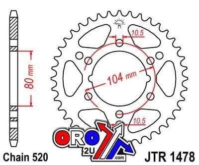 REAR SPROCKET JTR1478.40 520, POLARIS, STEEL BLACK, 50-32090-40 SR620-40