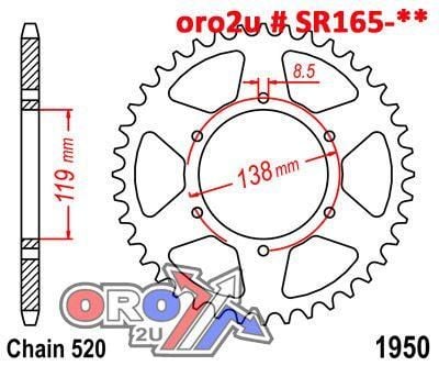 MINO REAR SPROCKET JTR1950 ALLOY, SR165-49.ATW