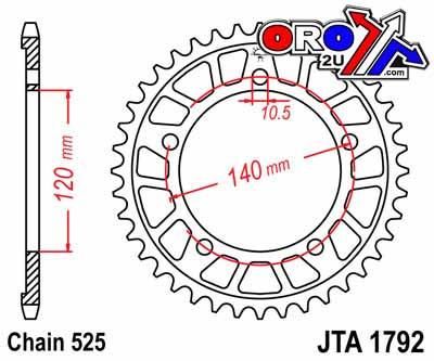 REAR SPROCKET ALLOY JTA1792.42, Triumph, Suzuki, CHAIN 525 - Image 2