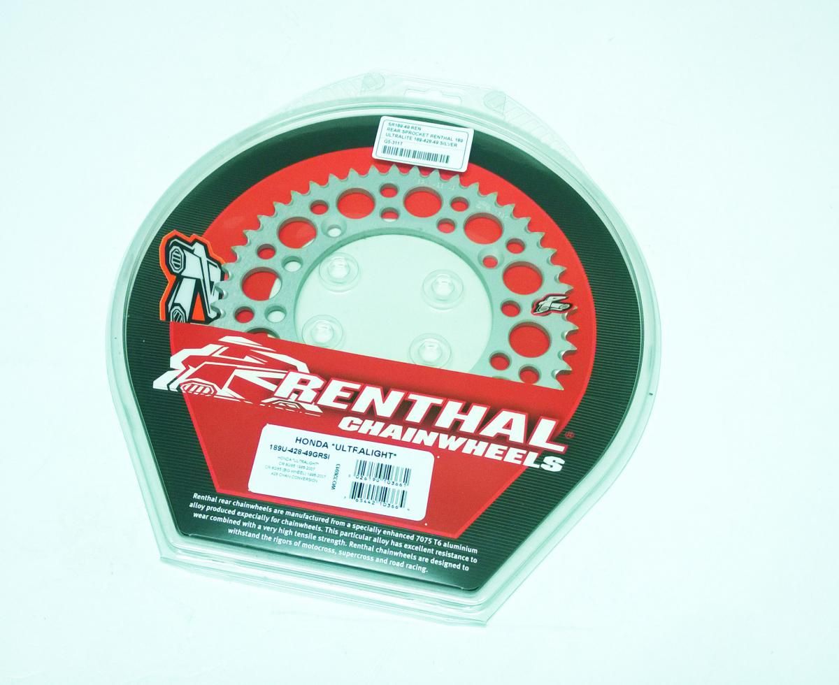 REAR SPROCKET ALLOY RENTHAL, ULTRALITE 189U-428-49GRSI SILVER - Image 2