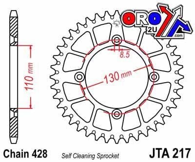 REAR SPROCKET ALLOY JTA217.56, 428 Chain Conversion CR80/85 - Image 2