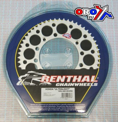 REAR SPROCKET ALLOY RENTHAL, ULTRALITE 189U-420-55GRSI SILVER