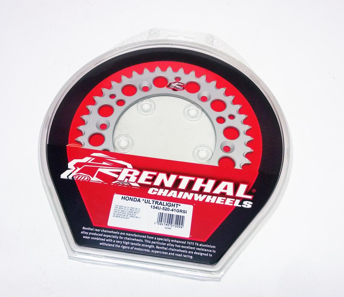 REAR SPROCKET ALLOY RENTHAL, ULTRALITE 154W-520-41GRSI SILVER - Image 3