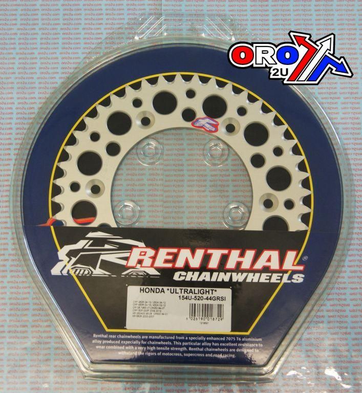 REAR SPROCKET ALLOY RENTHAL, ULTRALITE 154U-520-44GRSI SILVER - Image 2