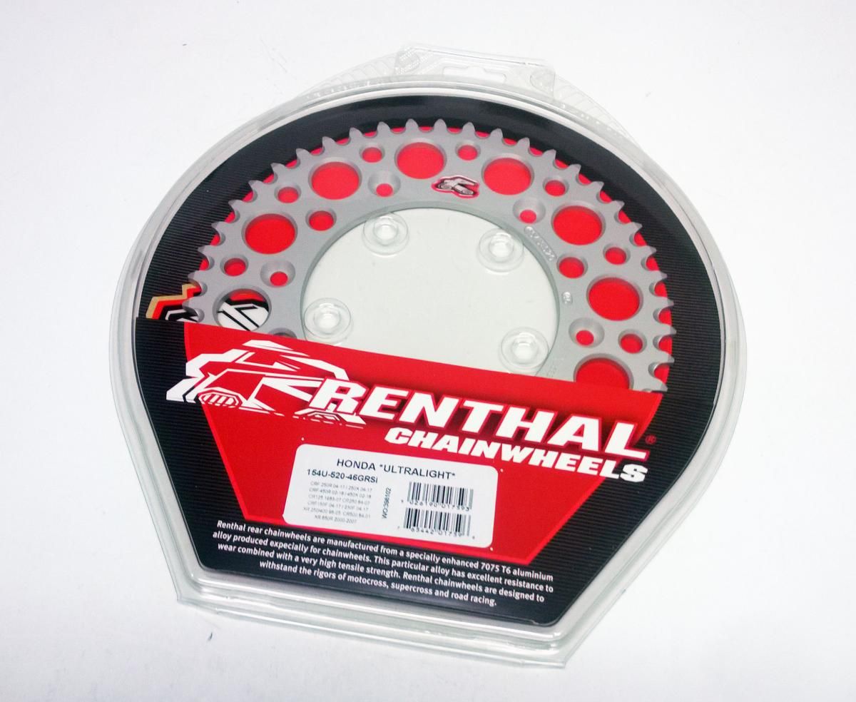 REAR SPROCKET ALLOY RENTHAL, ULTRALITE 154U-520-46GRSI SILVER - Image 2