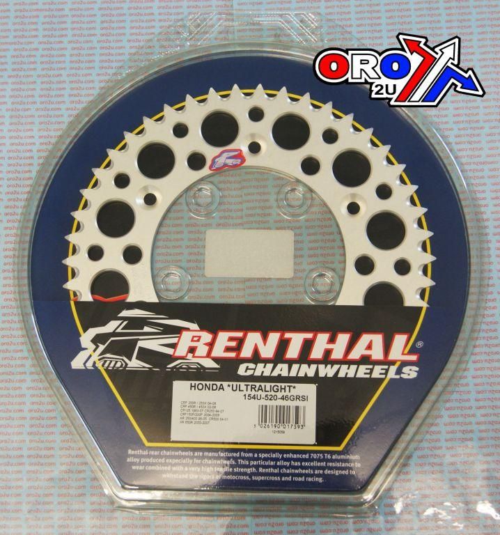 REAR SPROCKET ALLOY RENTHAL, ULTRALITE 154U-520-46GRSI SILVER - Image 4