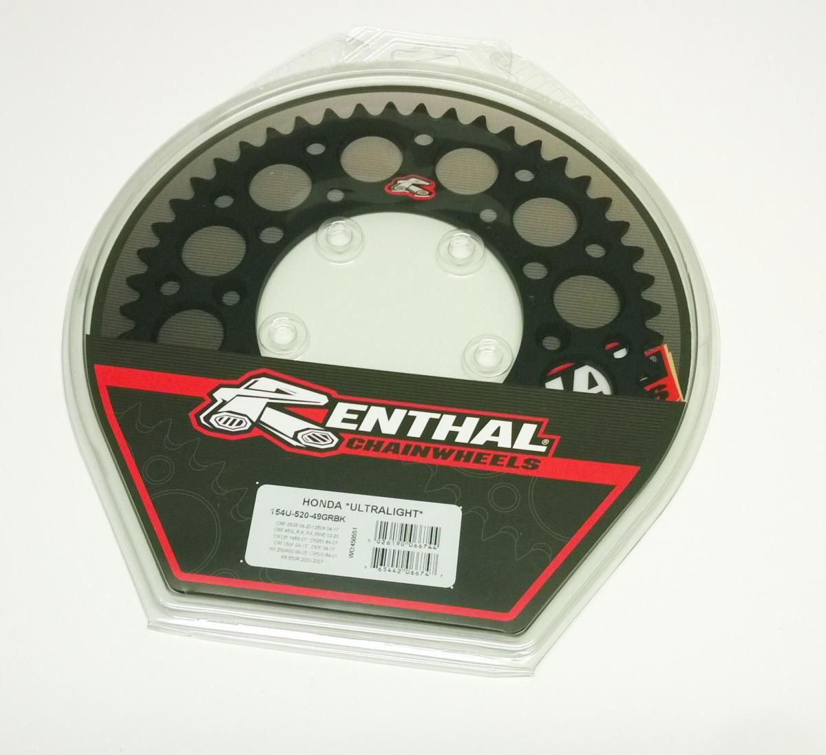 REAR SPROCKET ALLOY RENTHAL, ULTRALITE 154U-520-49GRBK BLACK - Image 2