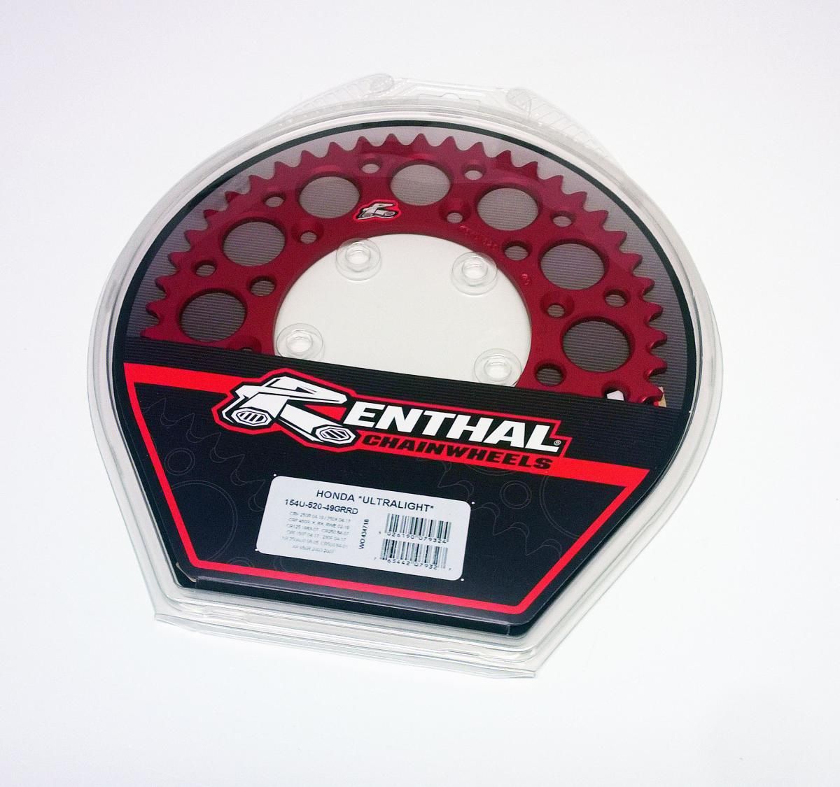 REAR SPROCKET ALLOY RENTHAL, ULTRALITE 154U-520-49GRRD RED, 154U-520-49GRRD - Image 3