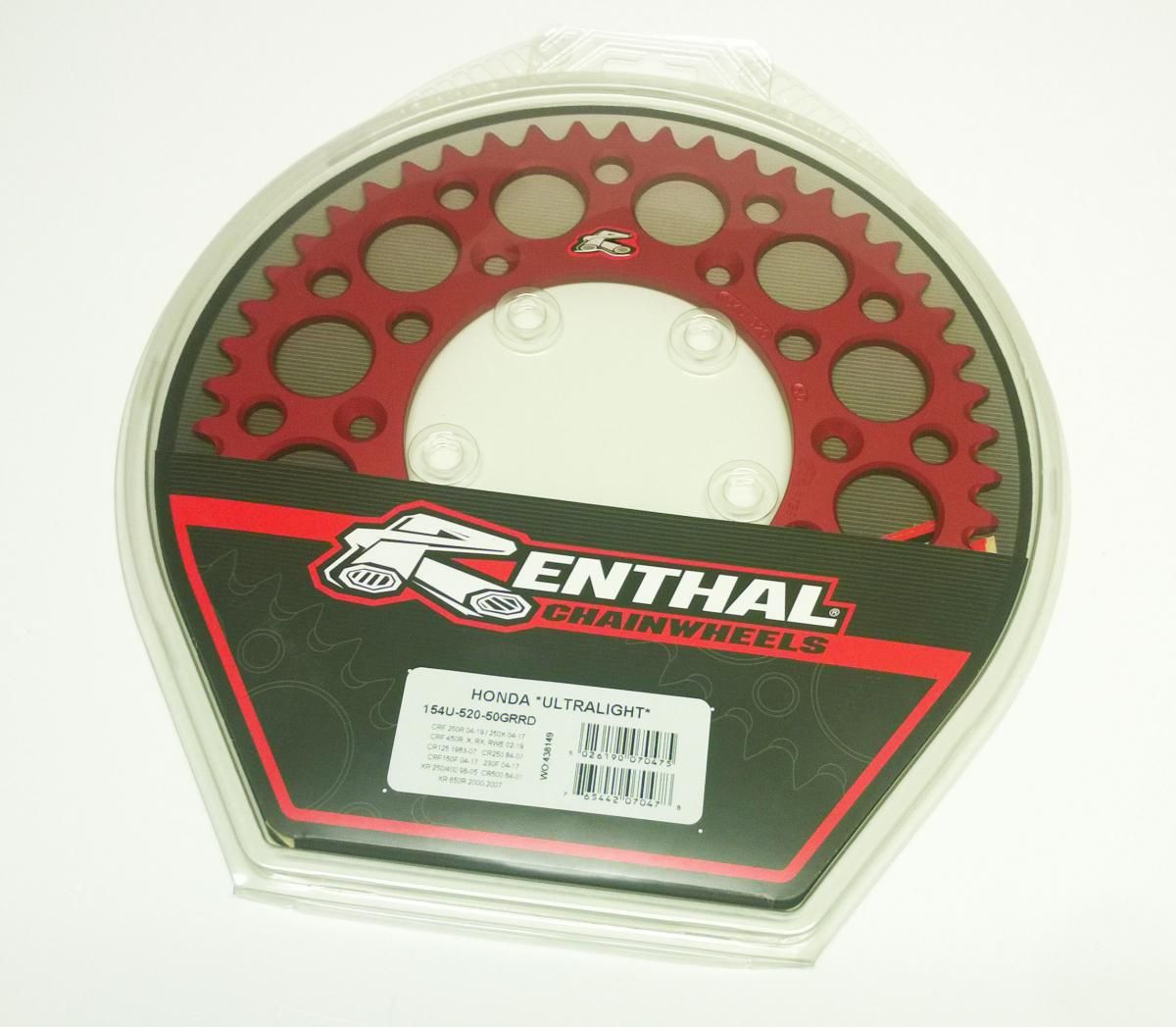REAR SPROCKET ALLOY RENTHAL, ULTRALITE 154U-520-50GRRD RED, 154U-520-50GRRD - Image 3