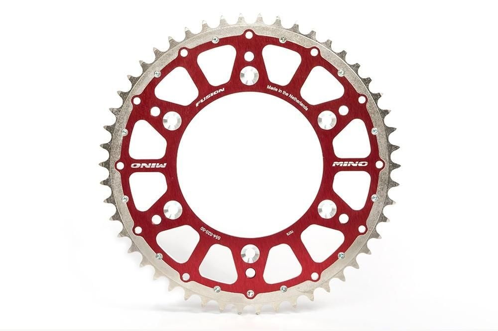 MINO REAR SPROCKET FUSION 2-RING, 23-554-52 RED STEEL/ALLOY - Image 2