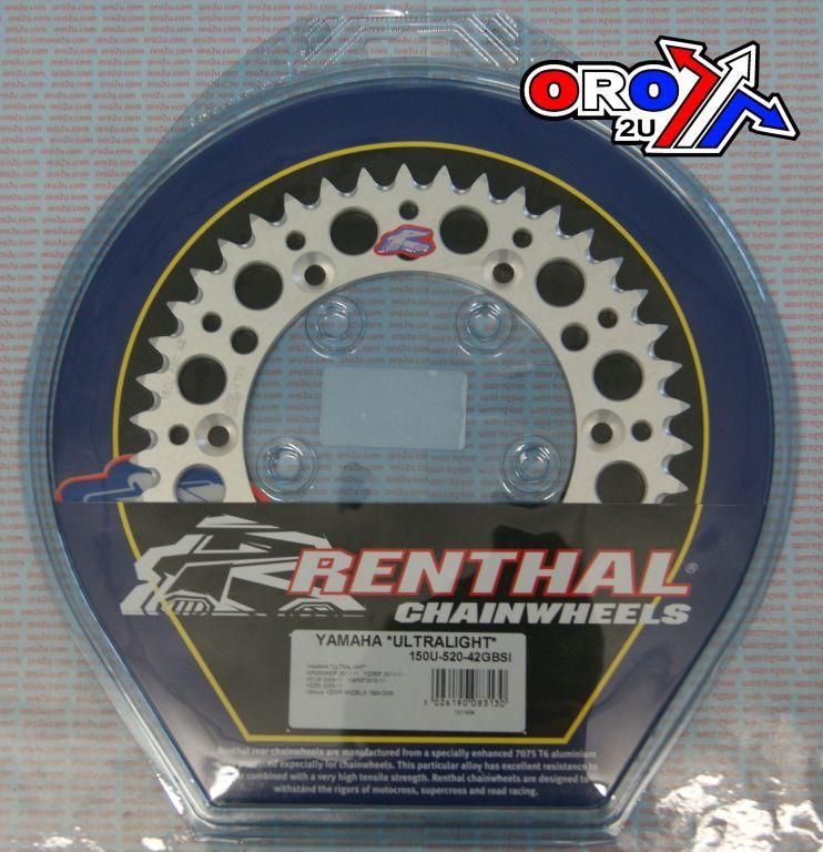 REAR SPROCKET ALLOY RENTHAL, ULTRALITE 150U-520-42GBSI SILVER - Image 3