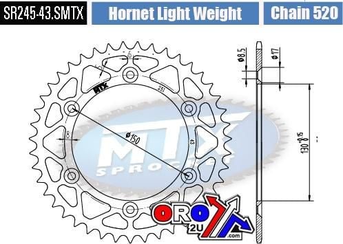REAR SPROCKET STEEL HARD LIGHT SR251-43 JTR251.43 - Image 2