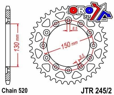 REAR SPROCKET STEEL JTR245/251, DOUBLE DRILLED JTR245/2.47