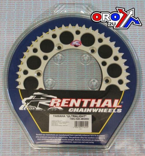 REAR SPROCKET ALLOY RENTHAL, ULTRALITE 150U-520-48GBSI SILVER