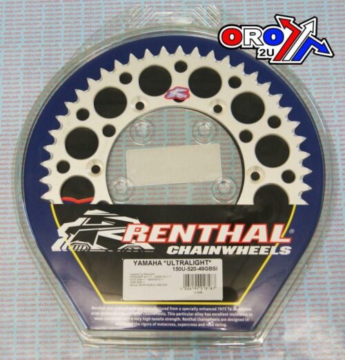 REAR SPROCKET ALLOY RENTHAL, ULTRALITE 150U-520-49GBSI SILVER, 150U-520-49GBSI