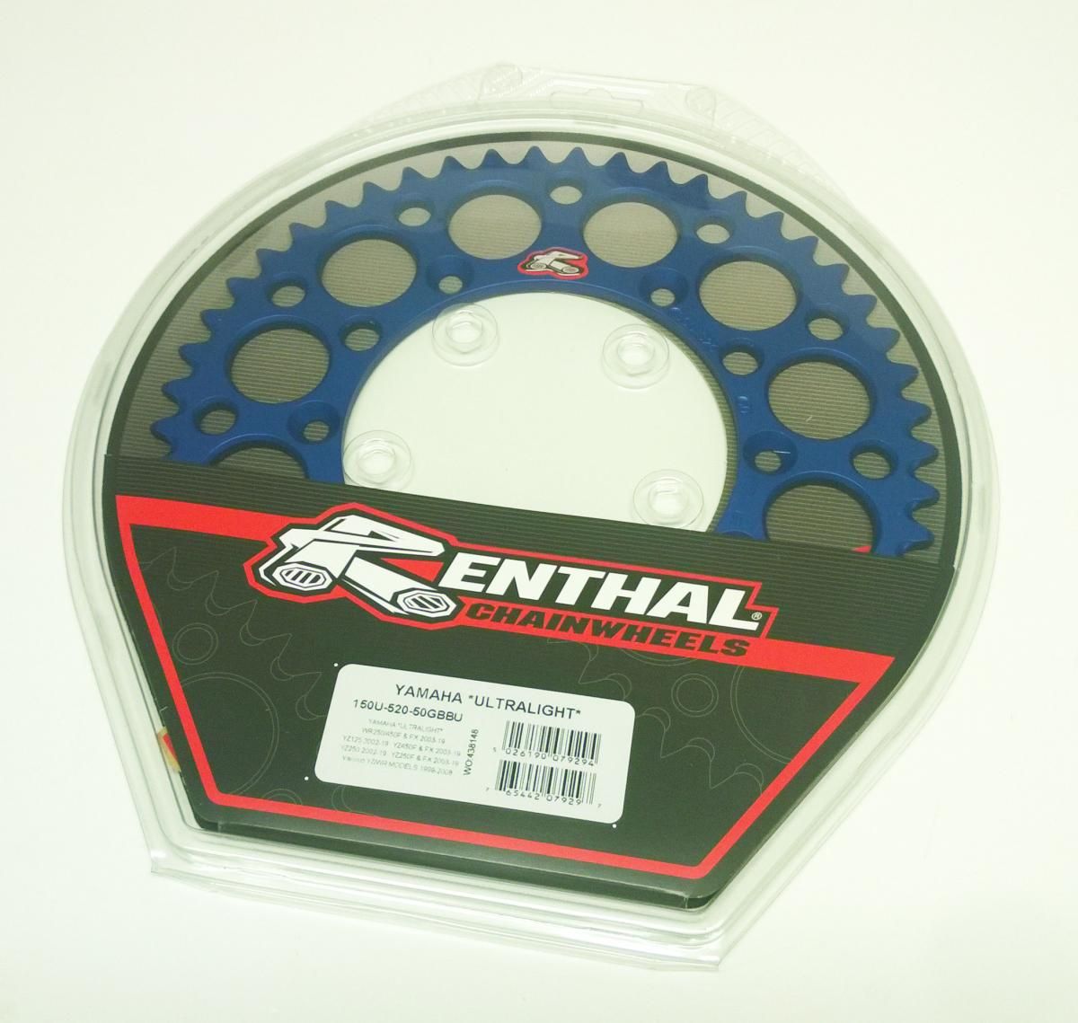 REAR SPROCKET ALLOY RENTHAL, ULTRALIGHT 150U-520-50GBBU BLUE - Image 2