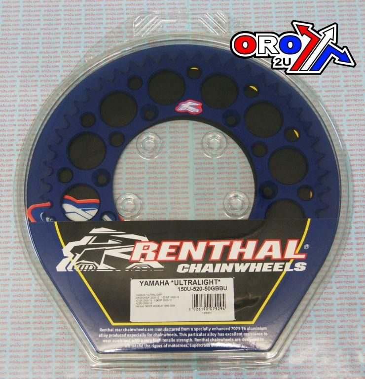 REAR SPROCKET ALLOY RENTHAL, ULTRALIGHT 150U-520-50GBBU BLUE - Image 4