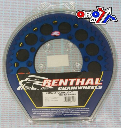 REAR SPROCKET ALLOY RENTHAL, ULTRALITE 150U-520-51GBBU BLUE