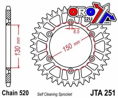 REAR SPROCKET ALLOY SILVER 251, JTA251.52 7075-T6 Aluminium - Image 2