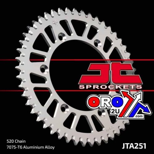 REAR SPROCKET ALLOY SILVER 251, JTA251.52 7075-T6 Aluminium